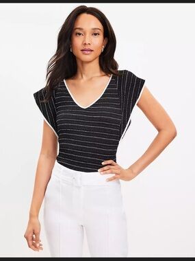 LOFT Black V-Neck Blouse